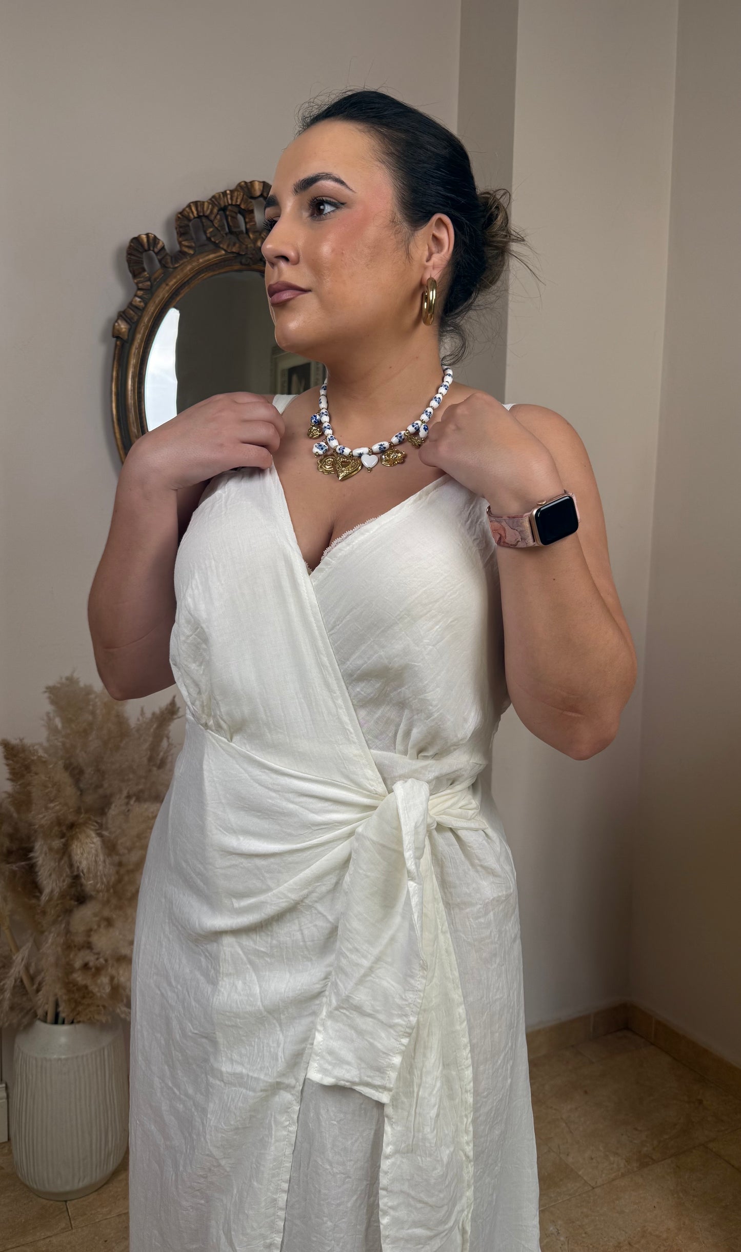Vestido Nudo Bambula Crudo