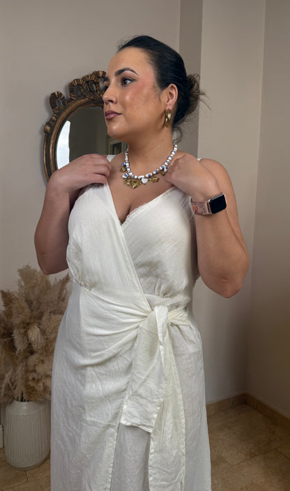 Vestido Nudo Bambula Crudo