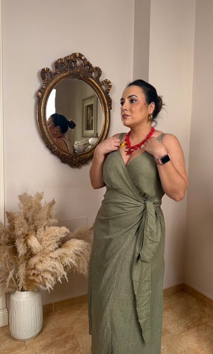 Vestido Nudo Bambula Verde