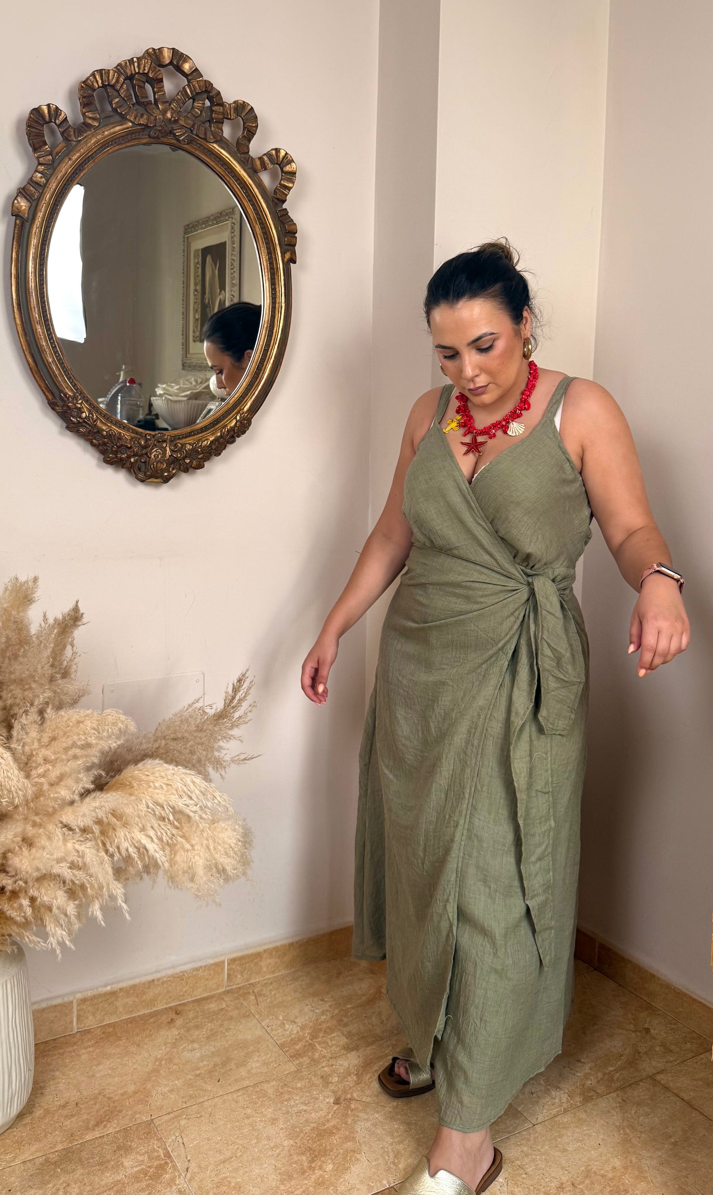 Vestido Nudo Bambula Verde