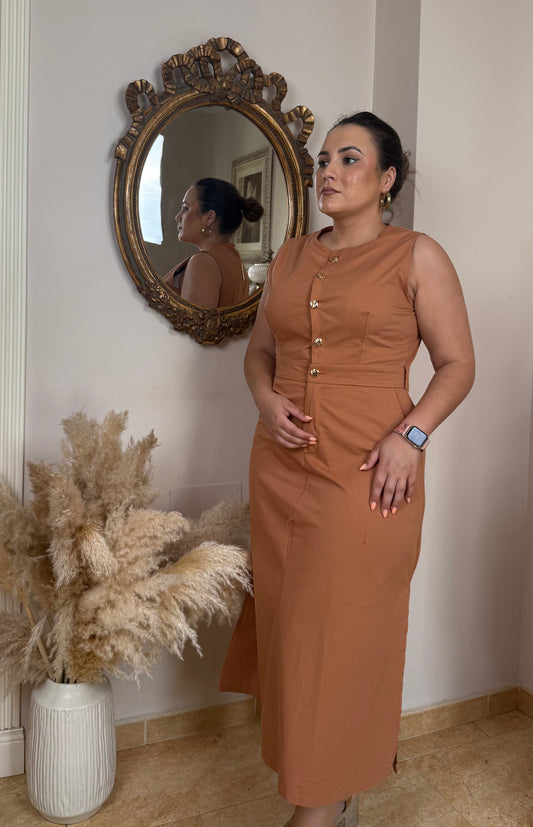Vestido Button Terracota