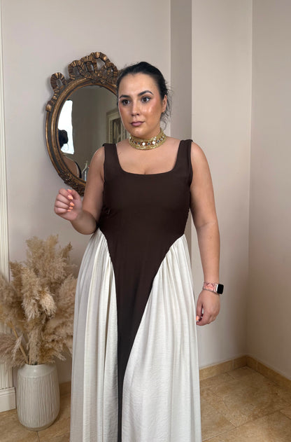 Vestido Bicolor Fluido
