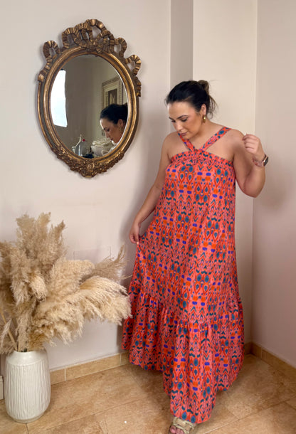 Vestido Coral Maxi Estampado