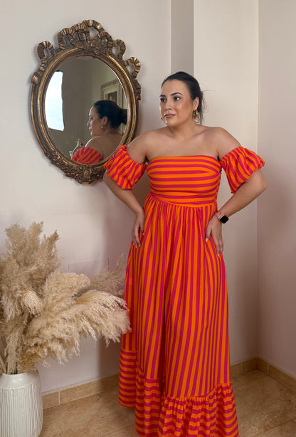 Vestido Summer Naranja y Rosa