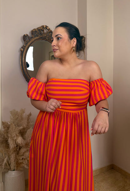 Vestido Summer Naranja y Rosa