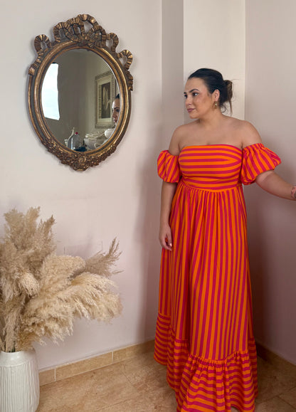 Vestido Summer Naranja y Rosa