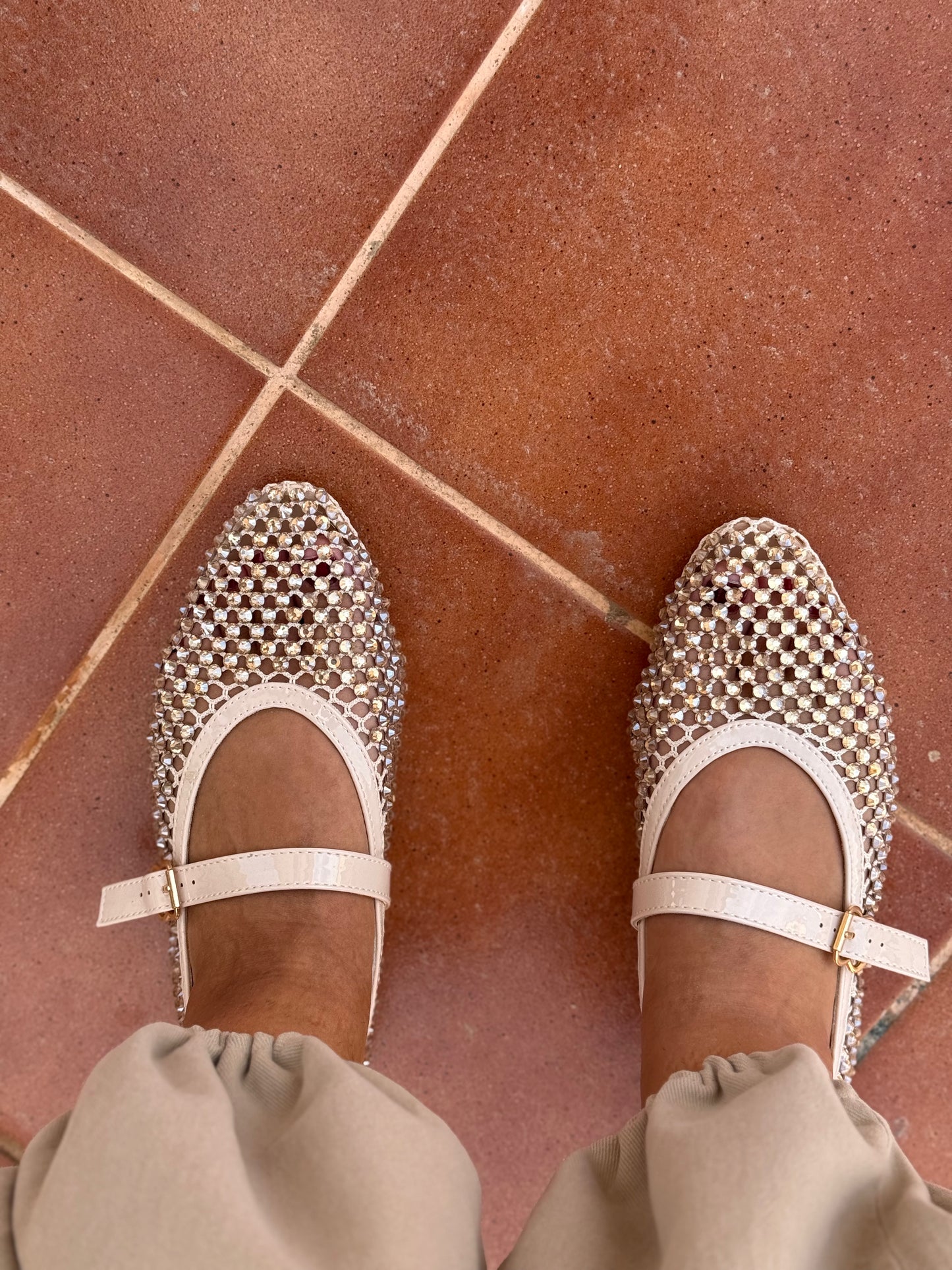 Bailarinas Brillo Beige