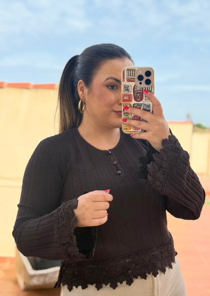 Jersey Encaje Marrón