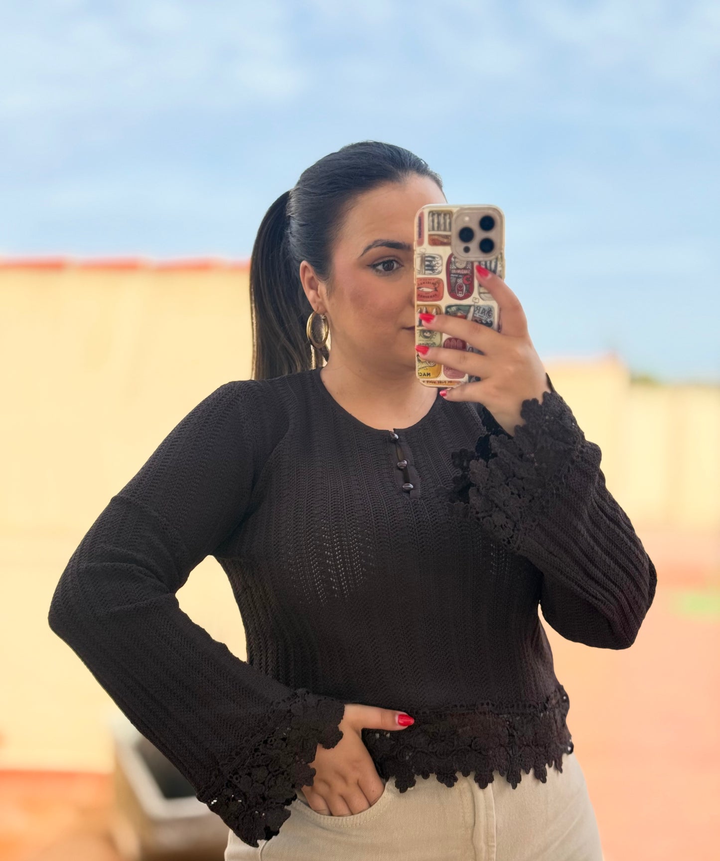 Jersey Encaje Marrón