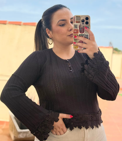 Jersey Encaje Marrón