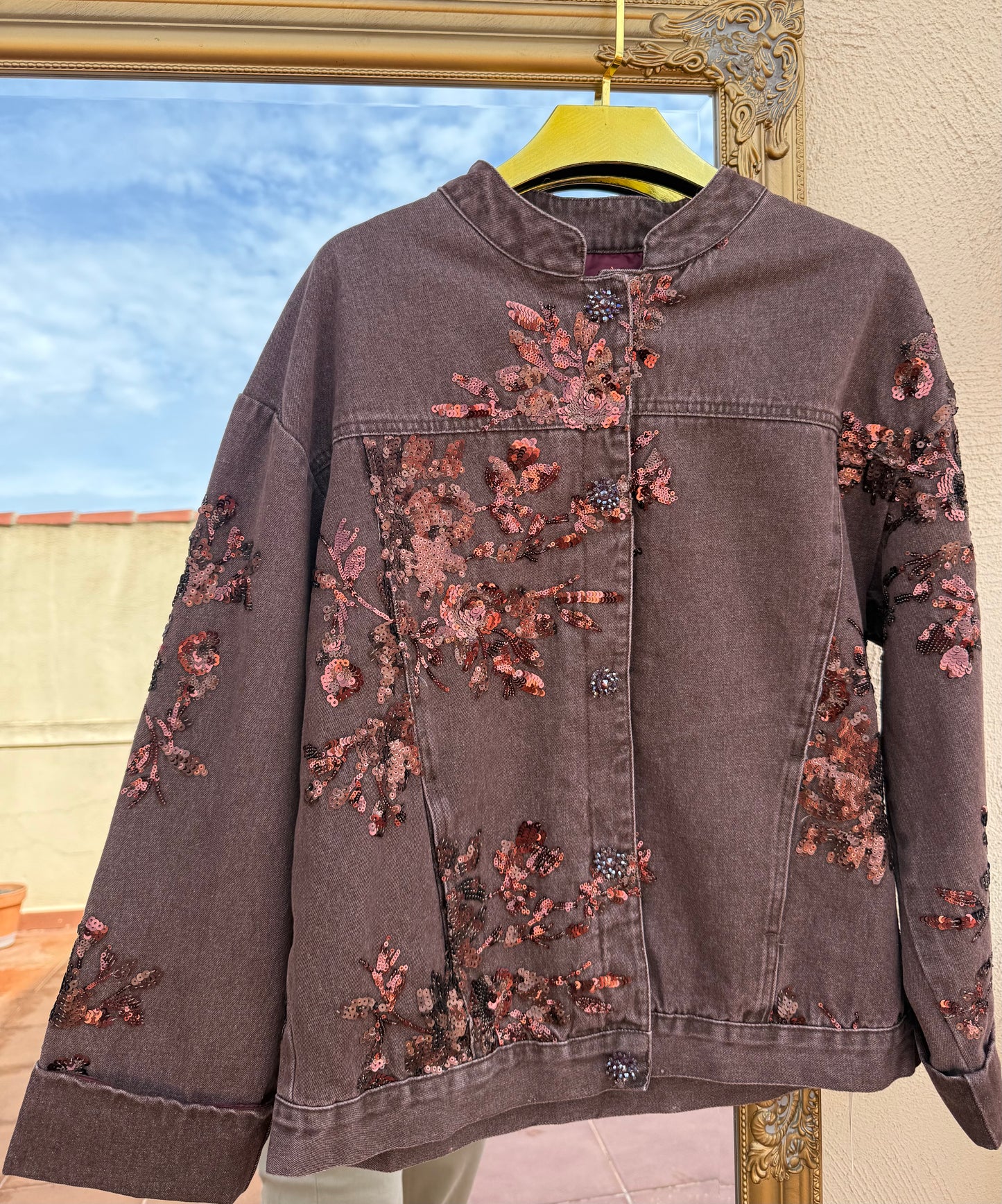 Cazadora Premium Lentejuelas Marrón