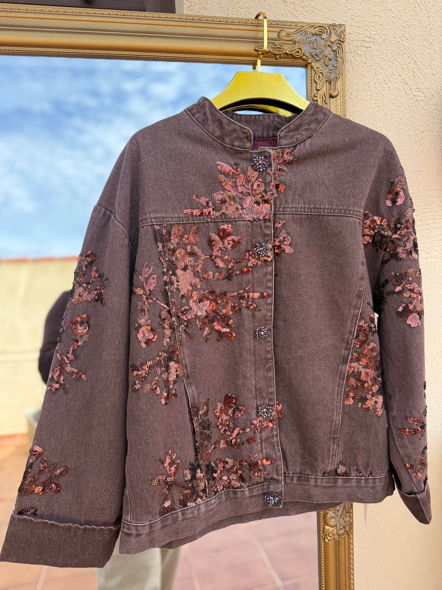 Cazadora Premium Lentejuelas Marrón