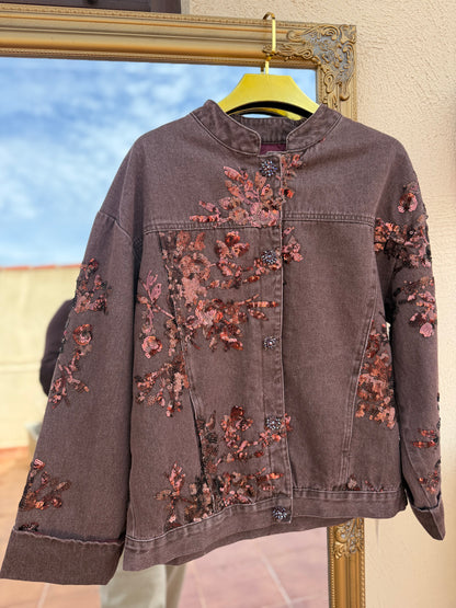 Cazadora Premium Lentejuelas Marrón