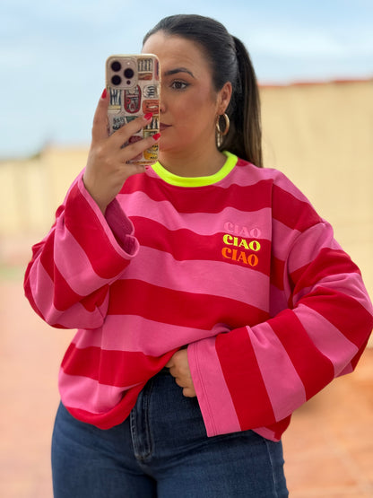 Sudadera Oversize Ciao Rosa y Rojo