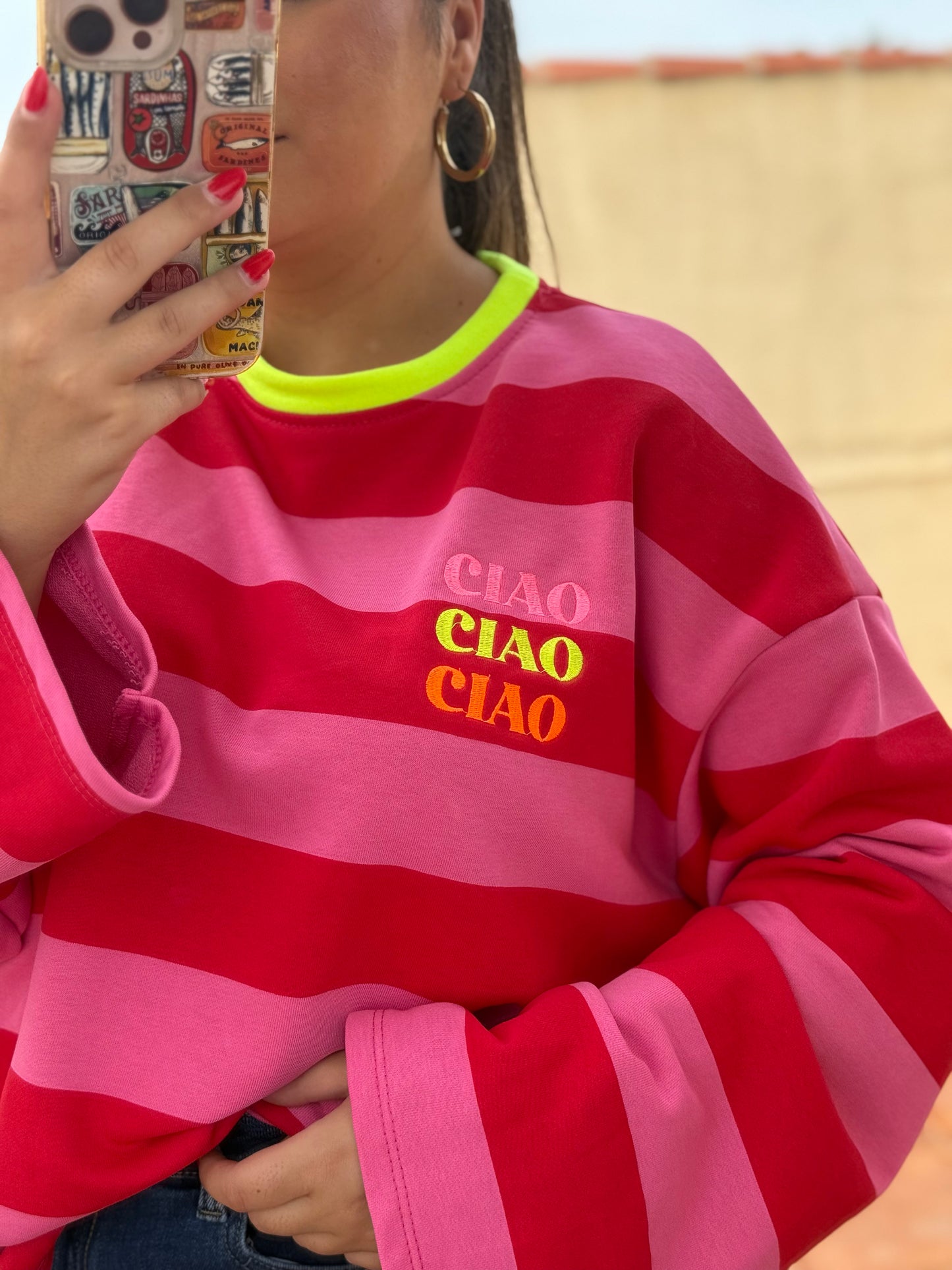 Sudadera Oversize Ciao Rosa y Rojo