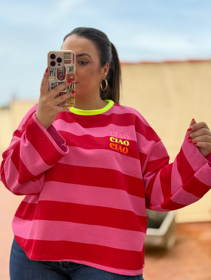 Sudadera Oversize Ciao Rosa y Rojo