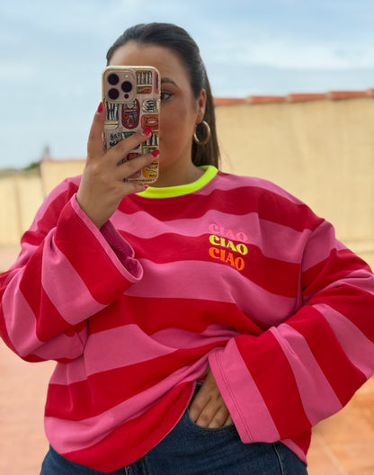 Sudadera Oversize Ciao Rosa y Rojo
