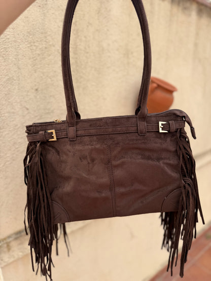 Bolso Ante Flecos Marrón