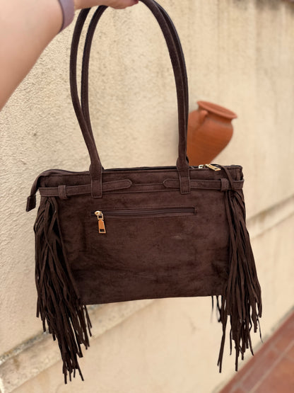Bolso Ante Flecos Marrón