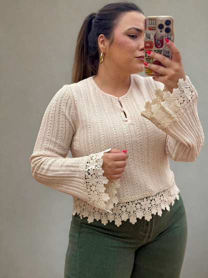 Jersey Encaje Beige