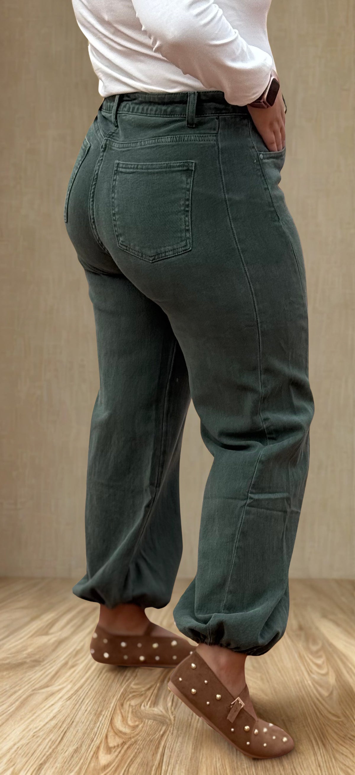 Pantalón Bombacho Denim Verde
