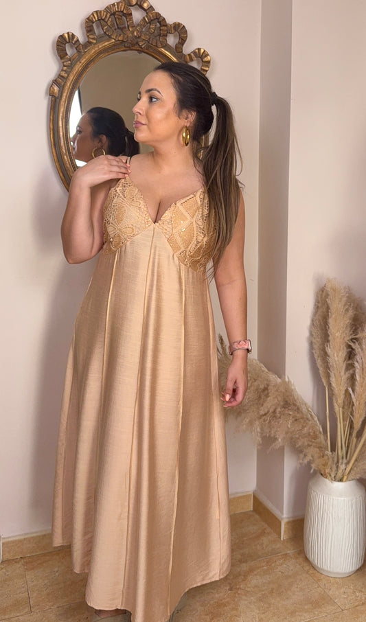Vestido Glam con Lentejuelas Champán