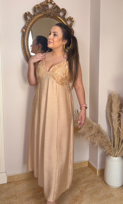 Vestido Glam con Lentejuelas Champán