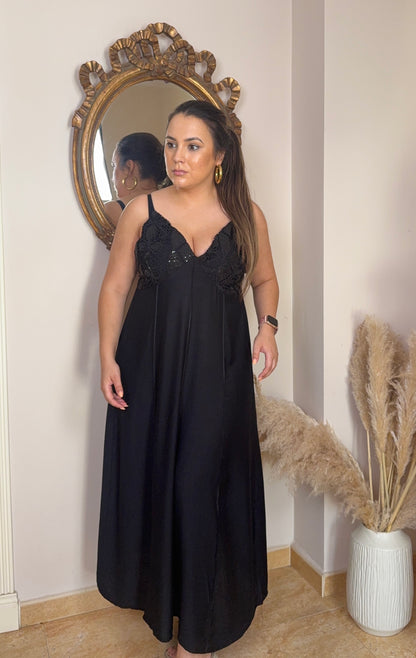 Vestido Glam con Lentejuelas Negro