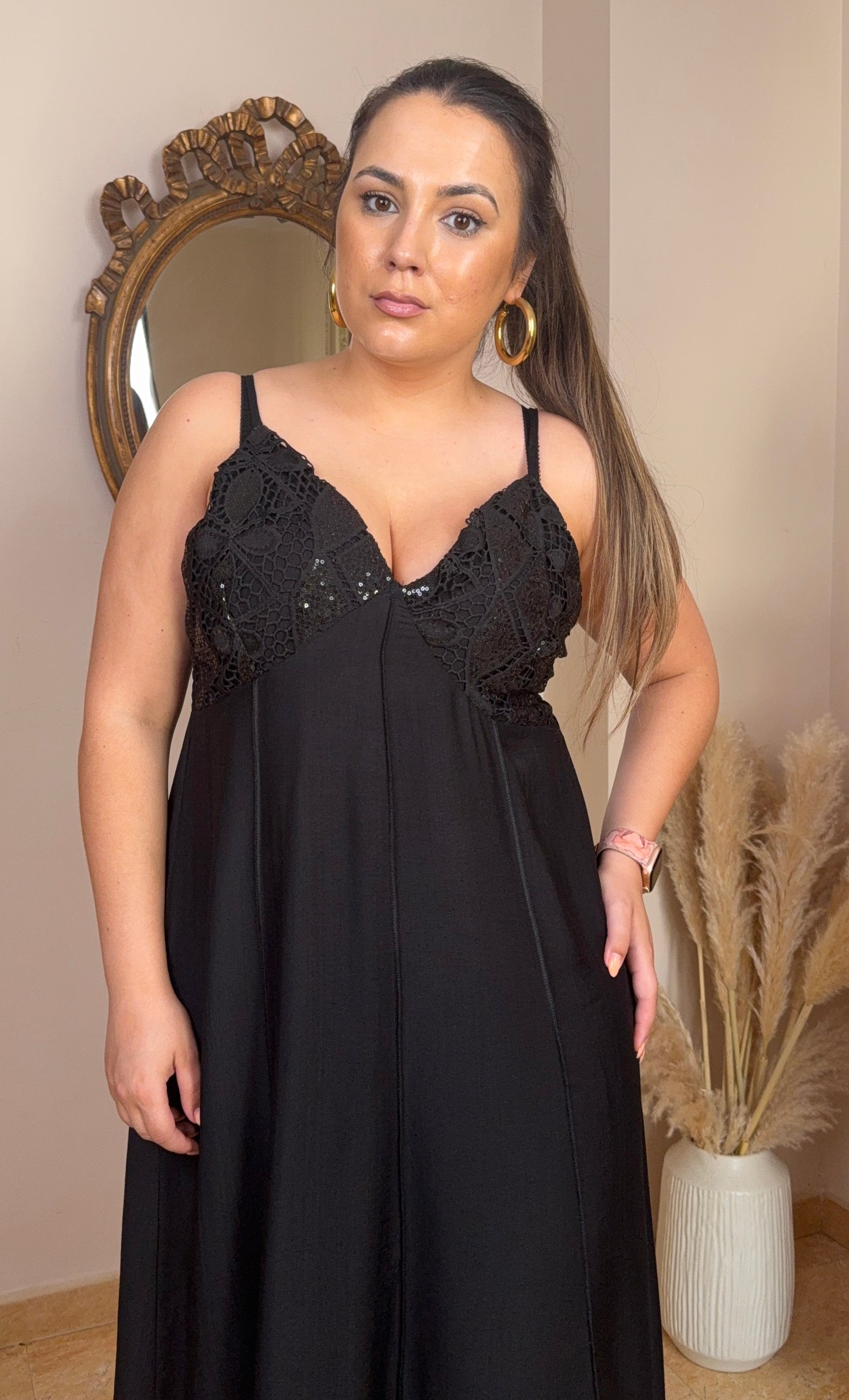 Vestido Glam con Lentejuelas Negro