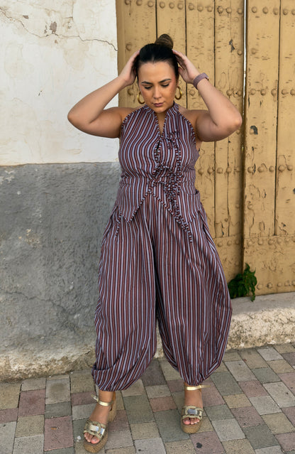 Conjunto Rayas Burdeos Estilo Oriental