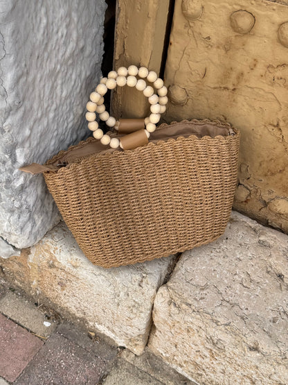 Bolso Rafia Asa de Cuentas