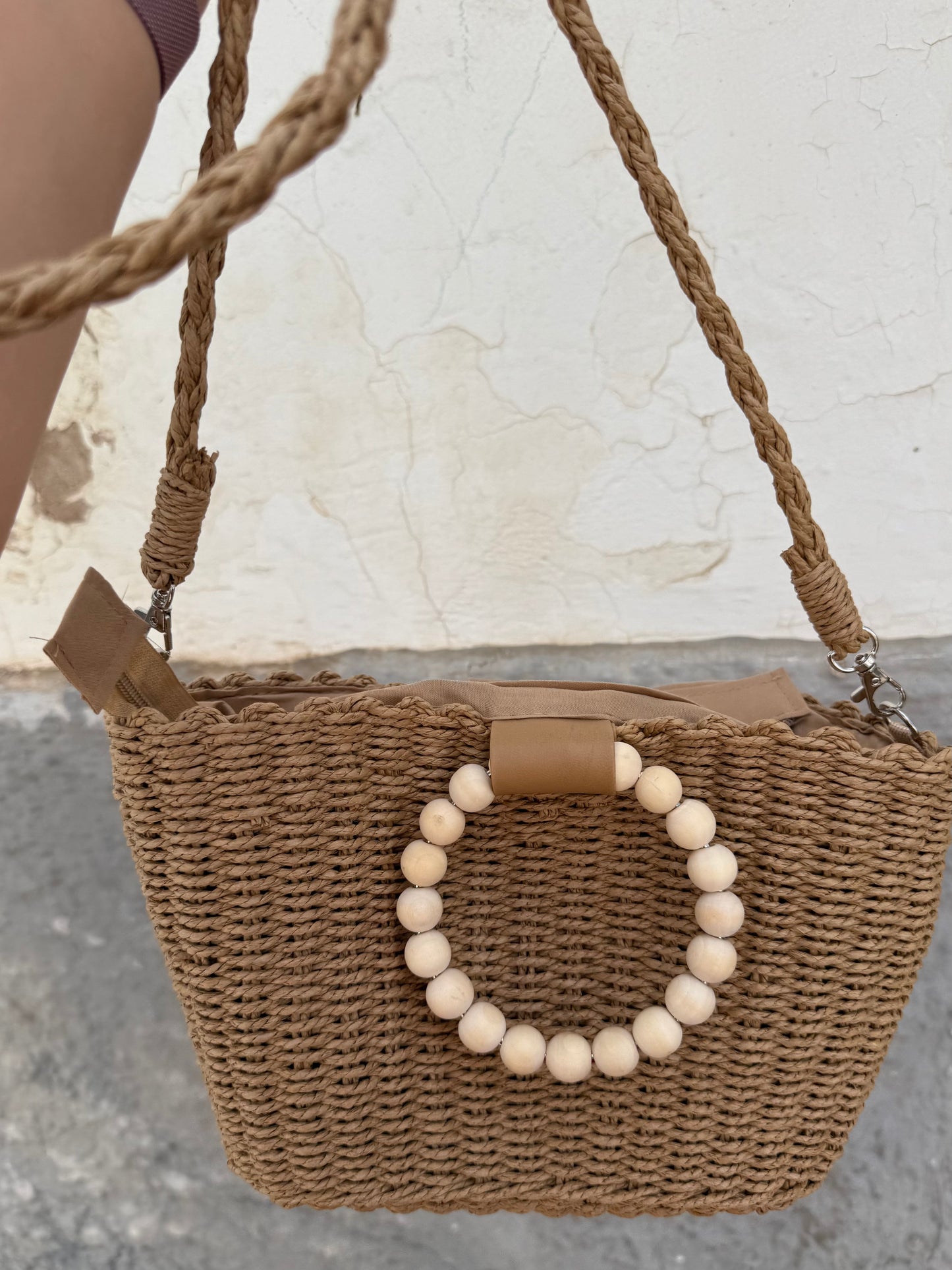 Bolso Rafia Asa de Cuentas