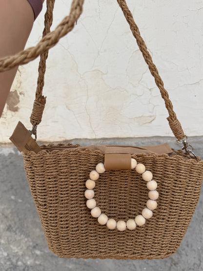 Bolso Rafia Asa de Cuentas
