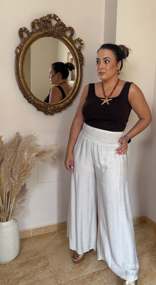 Pantalón Palazzo Fluido Beige