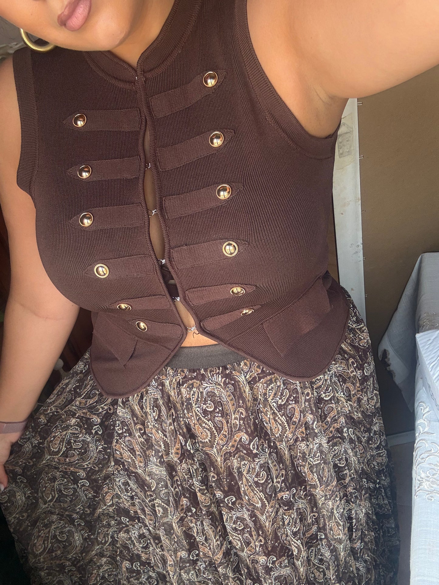 Falda Midi Paisley Chocolate