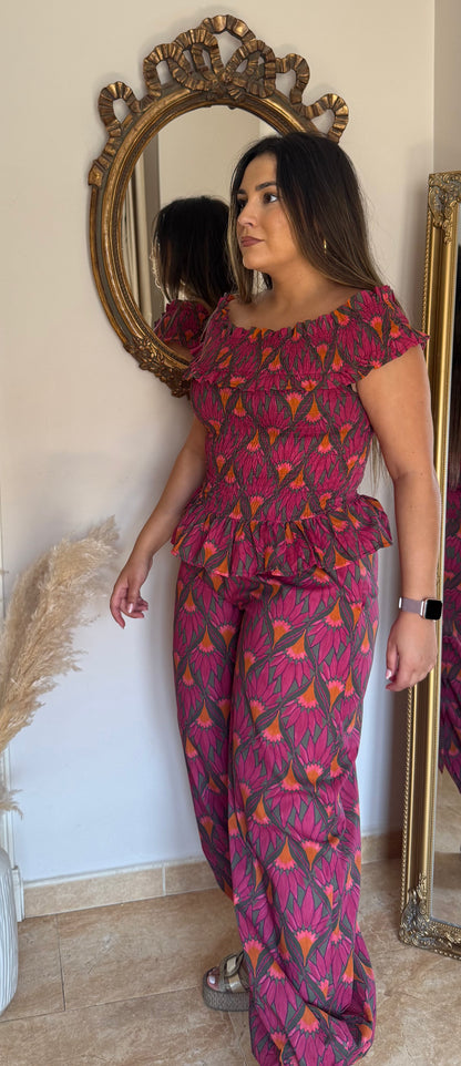 Conjunto Petunia Peplum Rosa