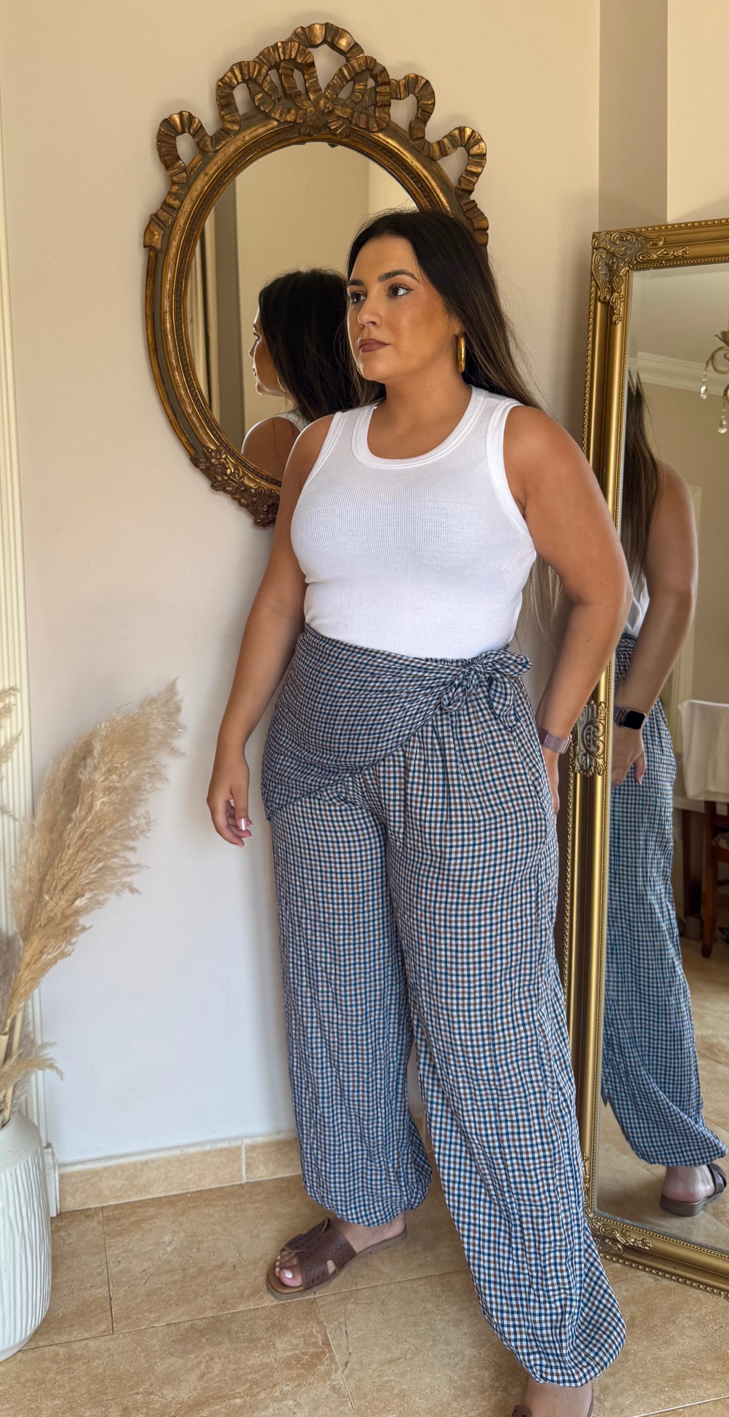 Pantalón Bombacho Vichy Pañuelo