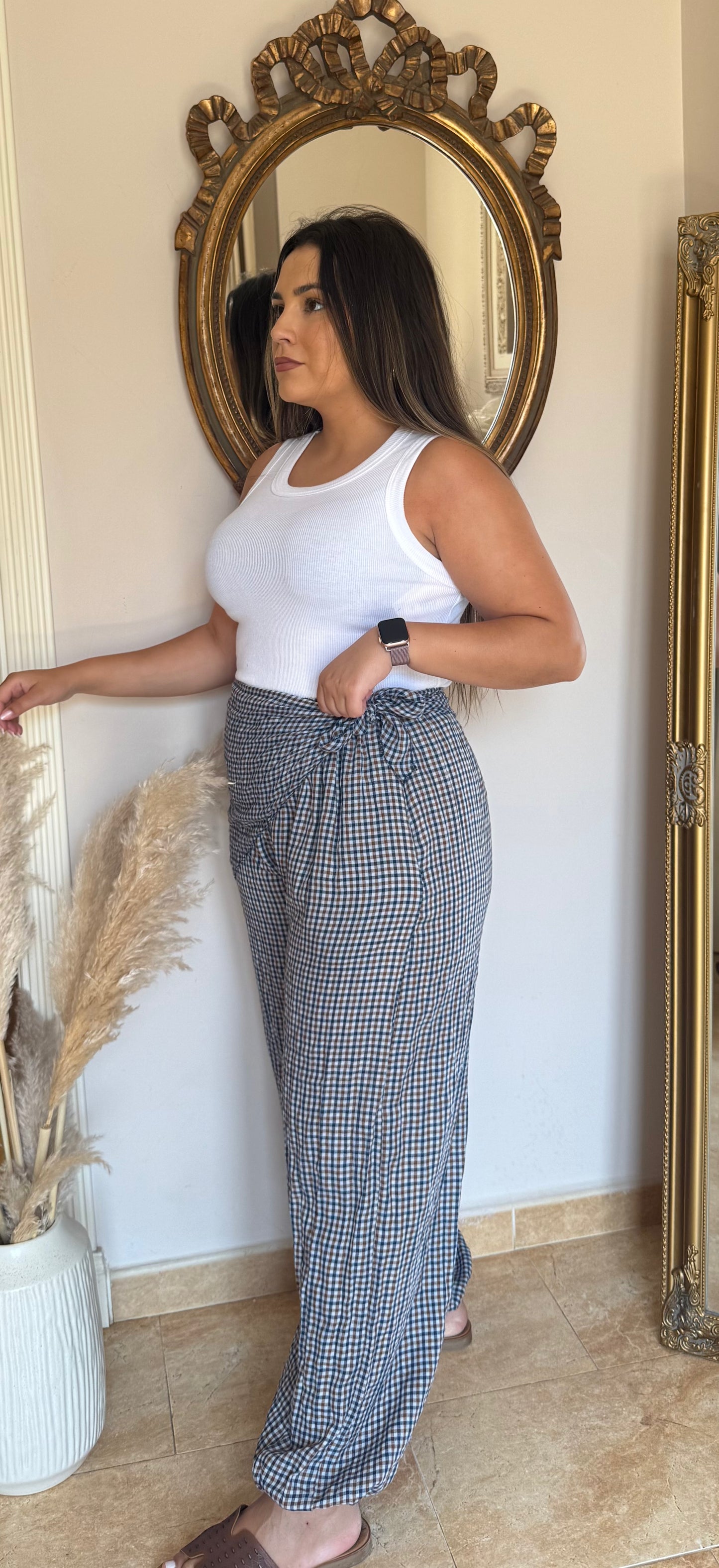 Pantalón Bombacho Vichy Pañuelo
