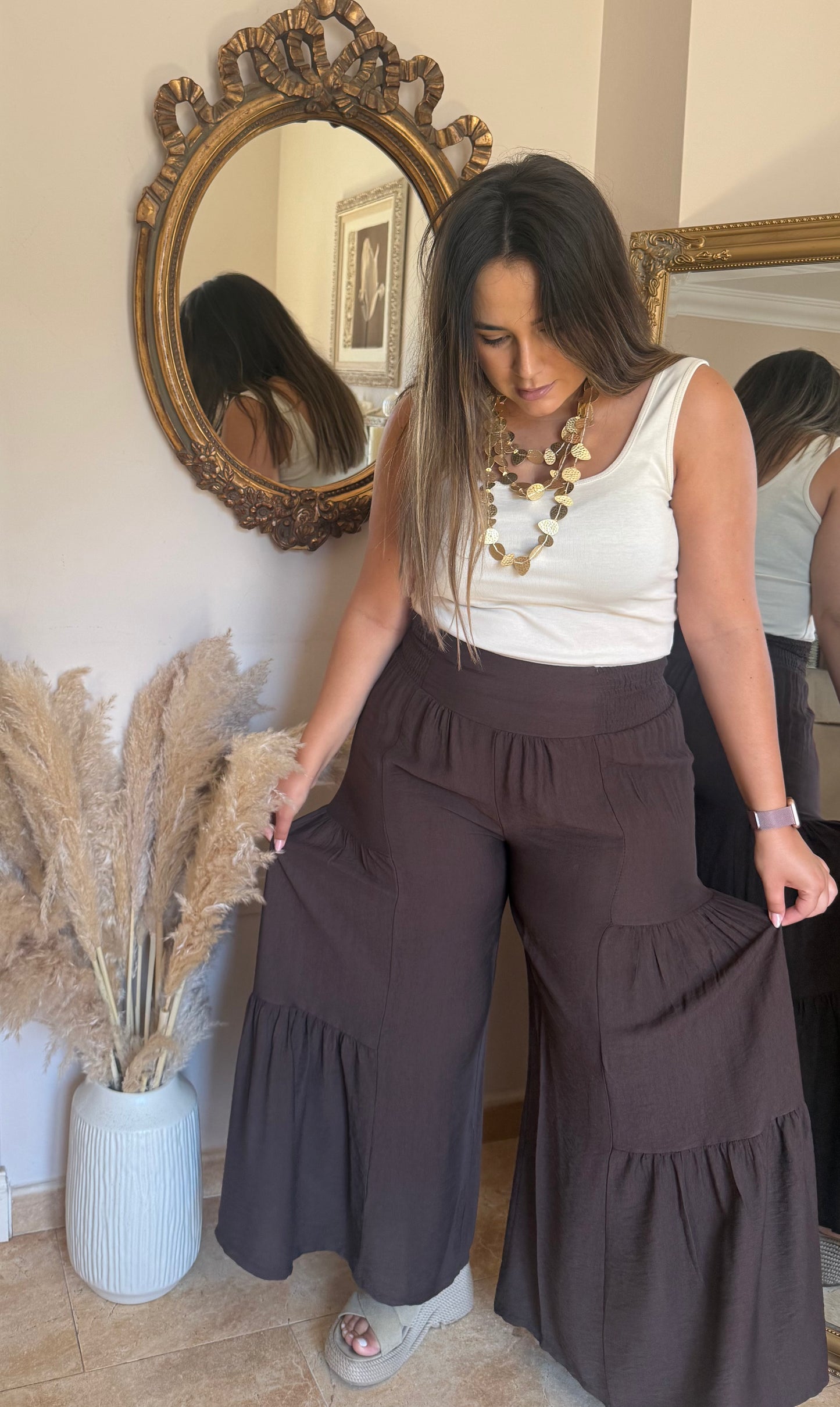 Pantalón Volantes Chocolate