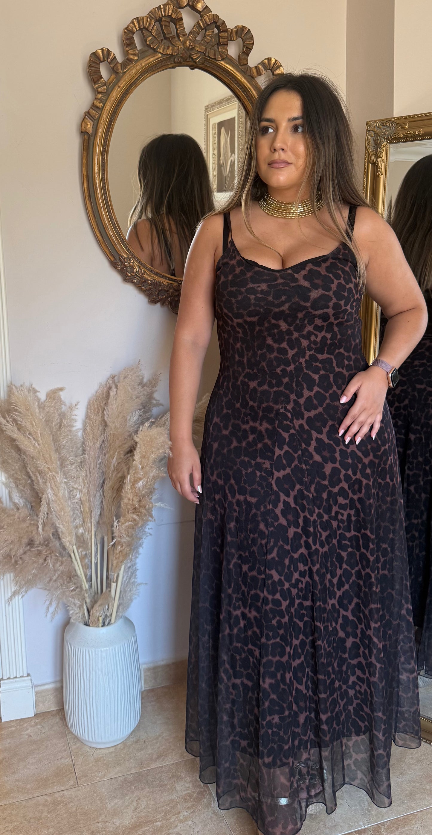 Vestido Largo Leopardo Tul