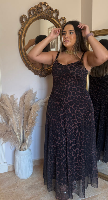 Vestido Largo Leopardo Tul
