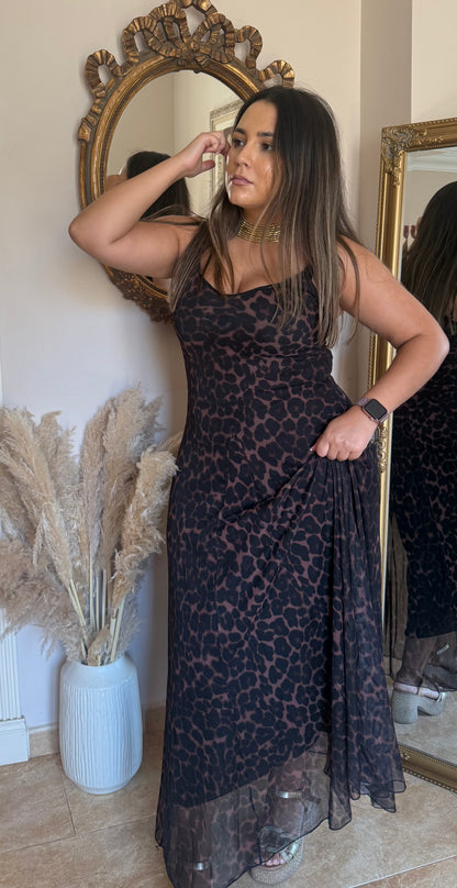 Vestido Largo Leopardo Tul