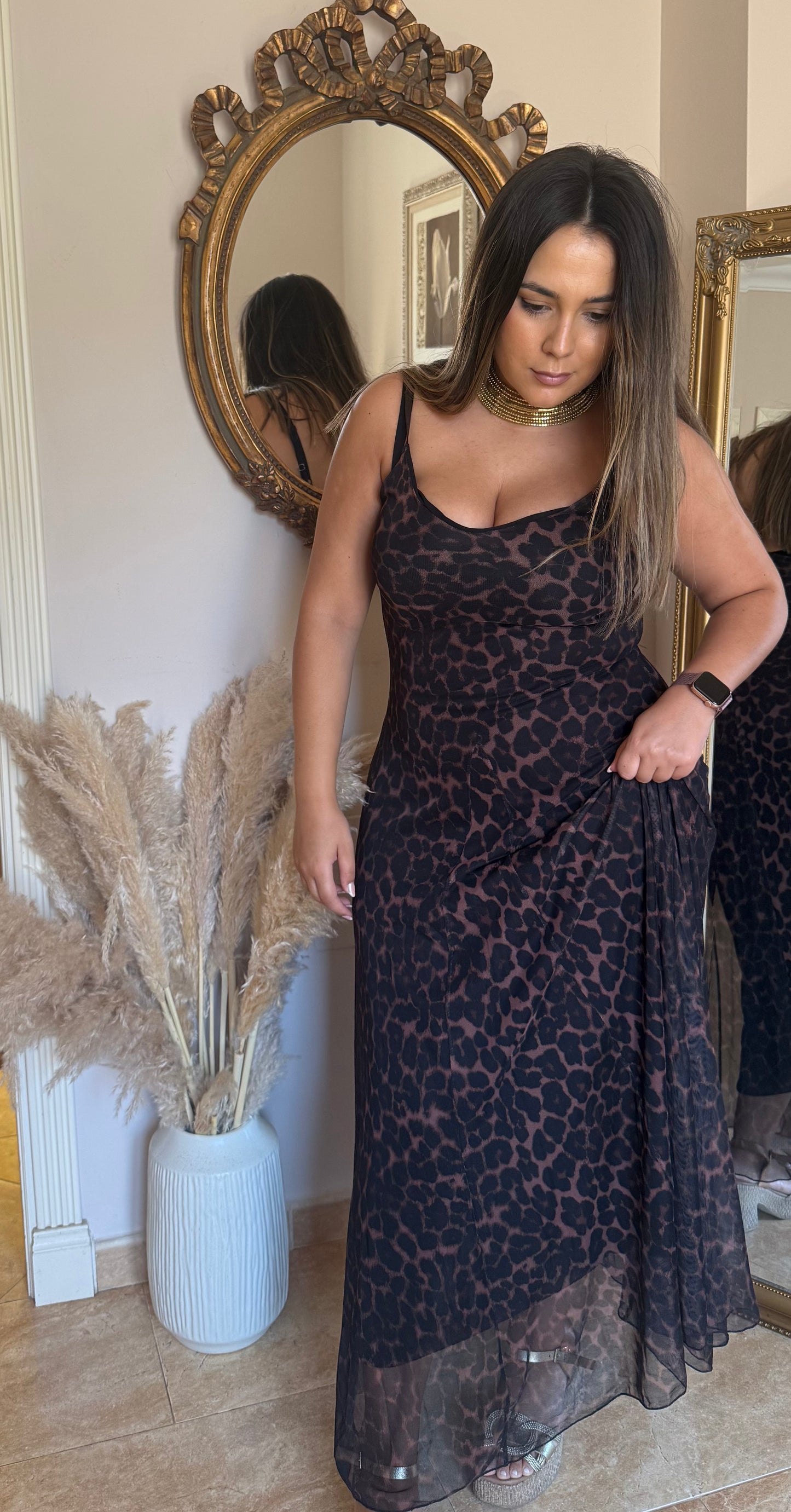 Vestido Largo Leopardo Tul