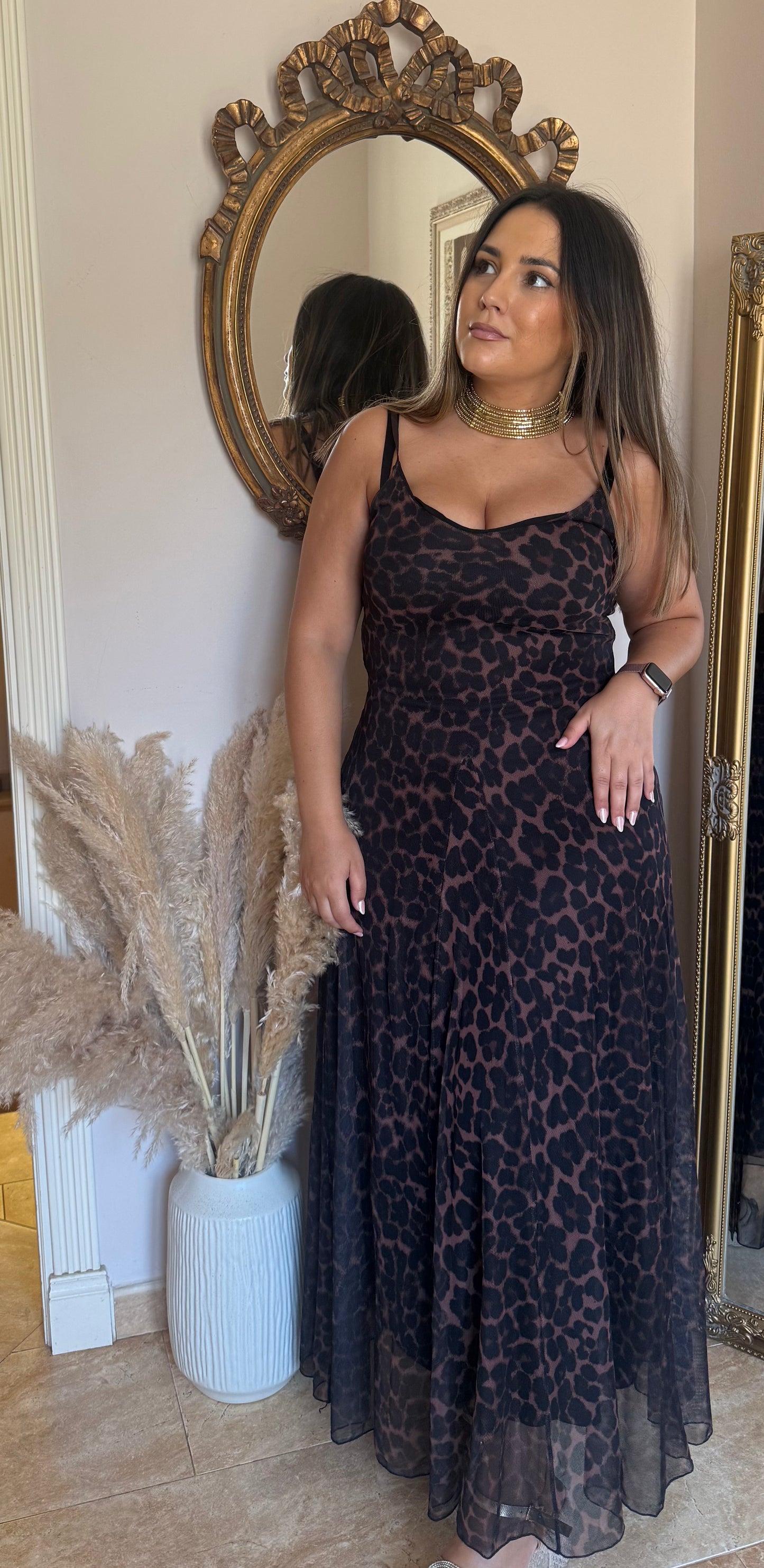 Vestido Largo Leopardo Tul