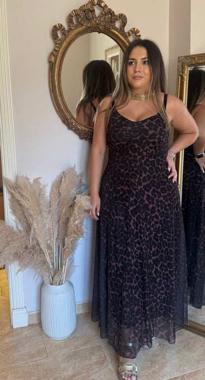 Vestido Largo Leopardo Tul