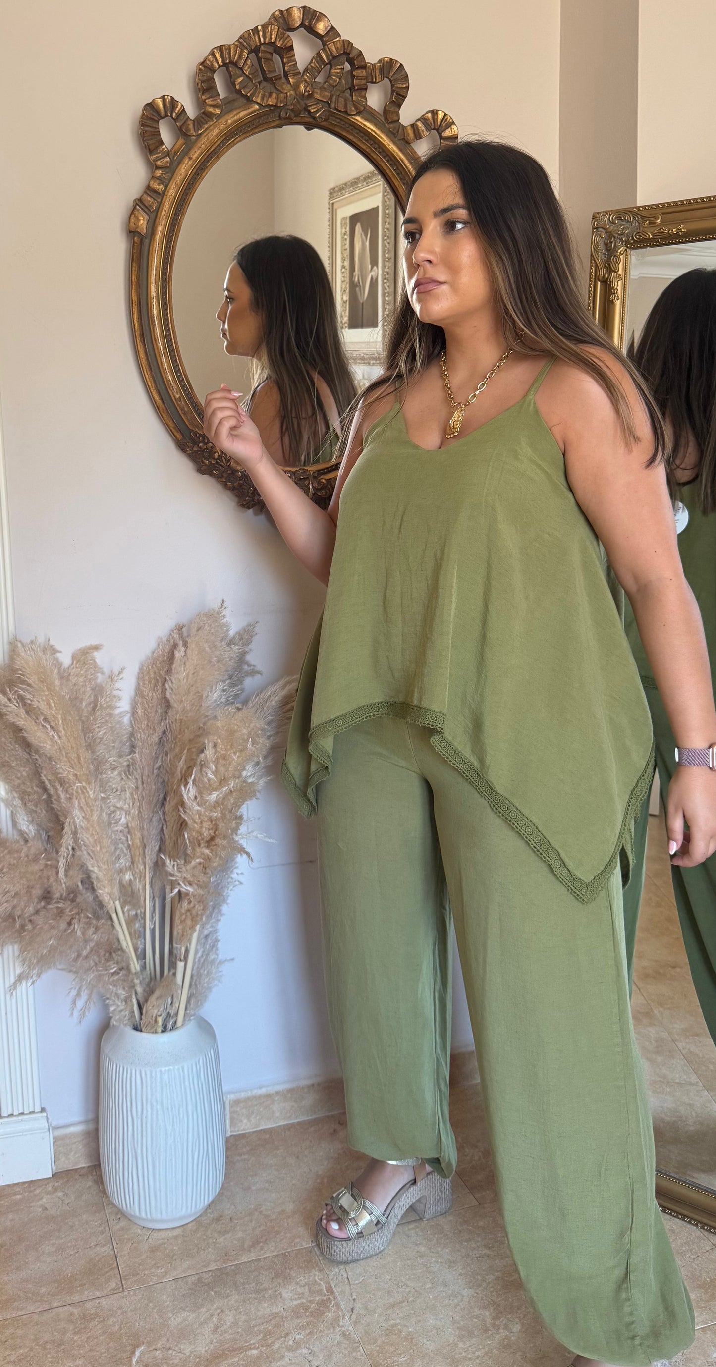 Conjunto Efecto Lino Asimétrico Caqui