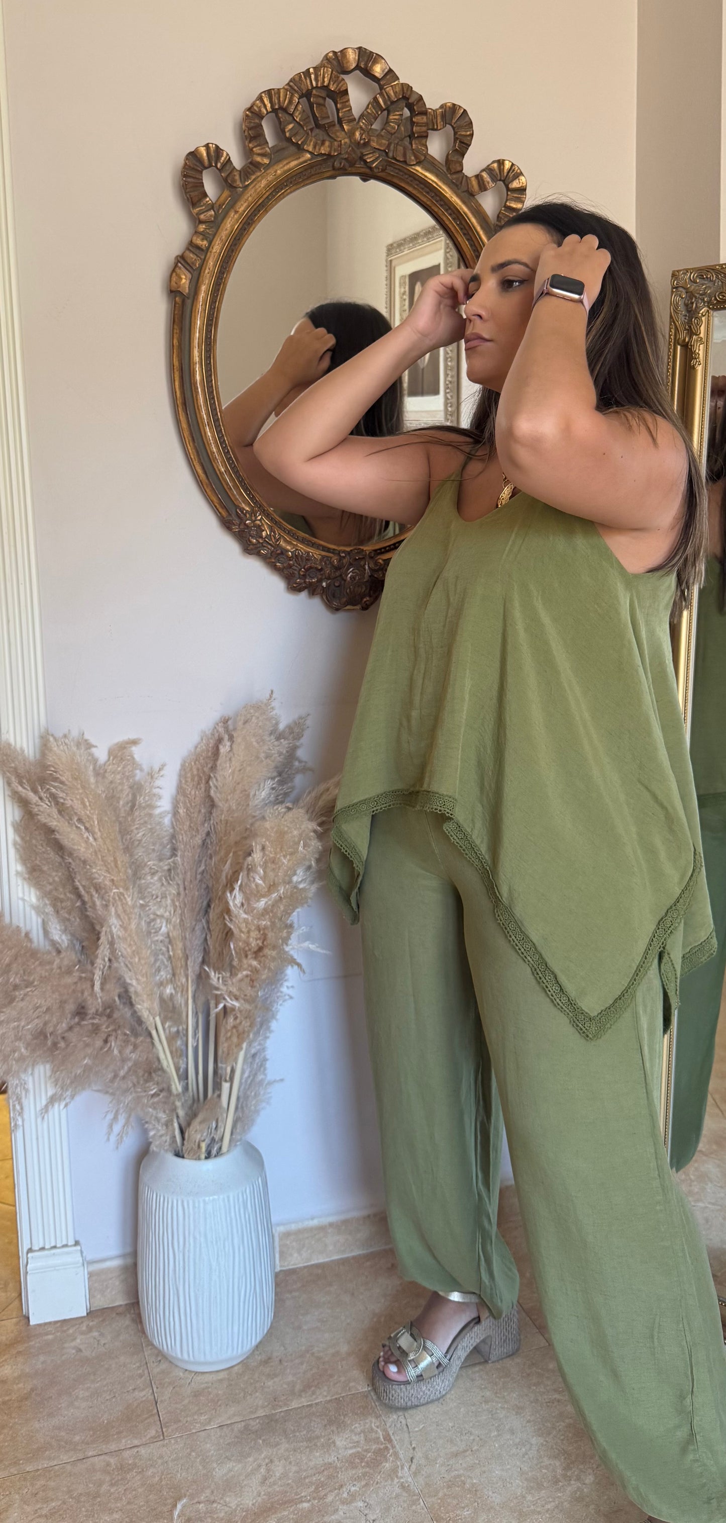 Conjunto Efecto Lino Asimétrico Caqui