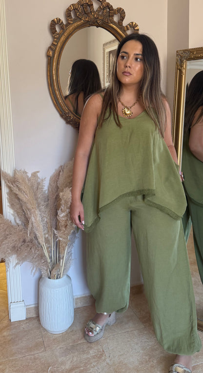 Conjunto Efecto Lino Asimétrico Caqui