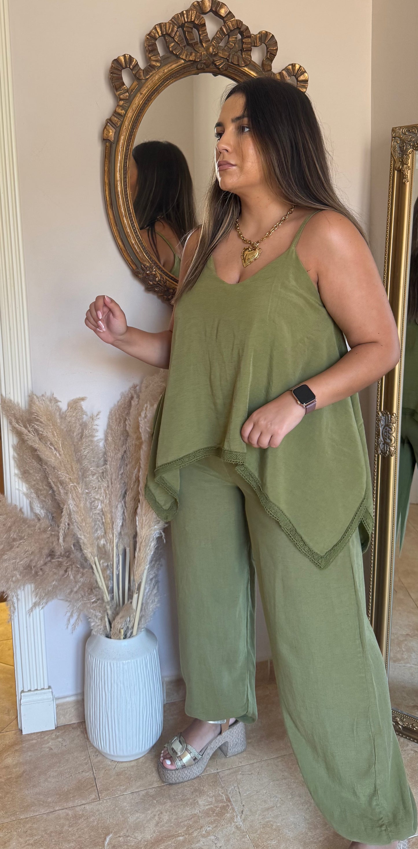 Conjunto Efecto Lino Asimétrico Caqui