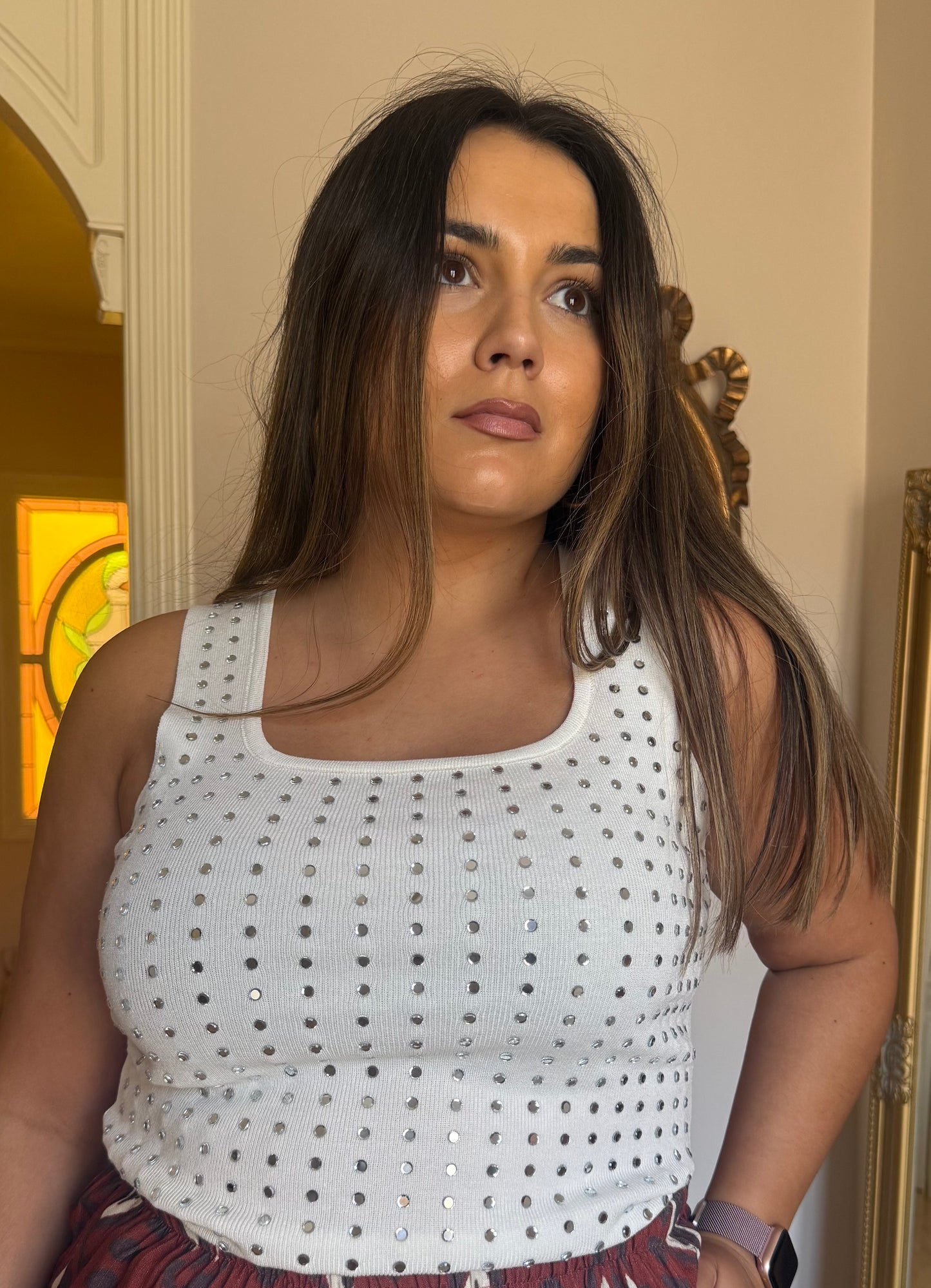 Top Punto Strass Blanco